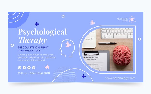 Flat psychologist social media promo template