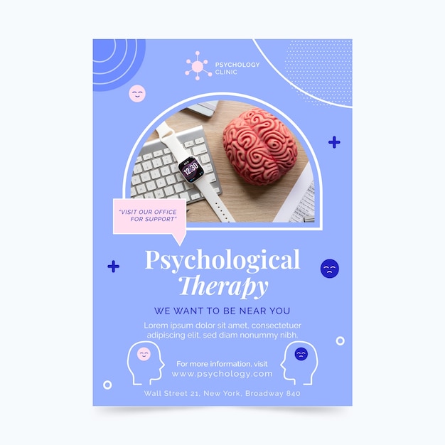 Flat psychologist vertical poster template