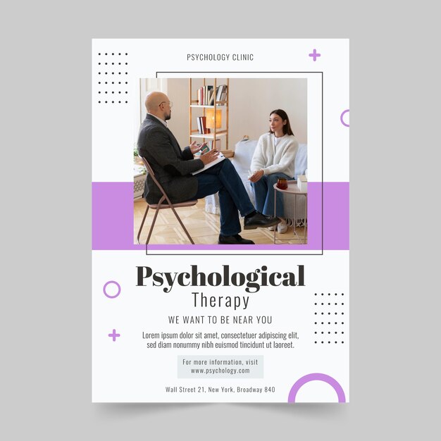 Flat psychologist vertical poster template