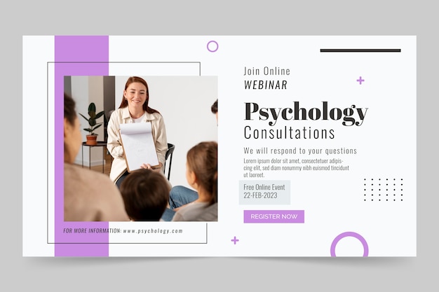 Free vector flat psychologist webinar template