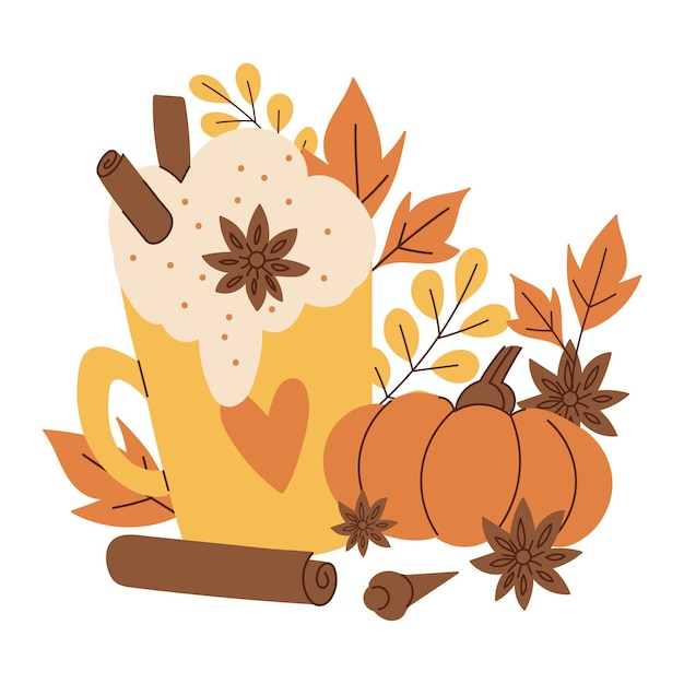 Free vector flat pumpkin spice illustration