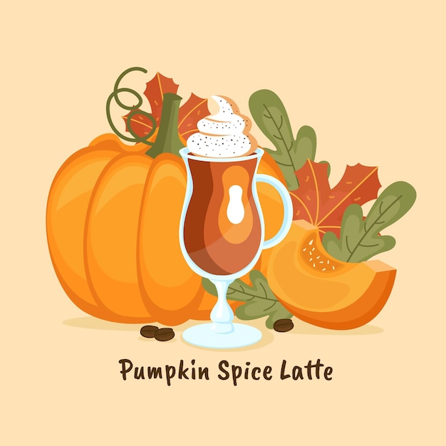 Illustrazione di spezie di zucca piatta