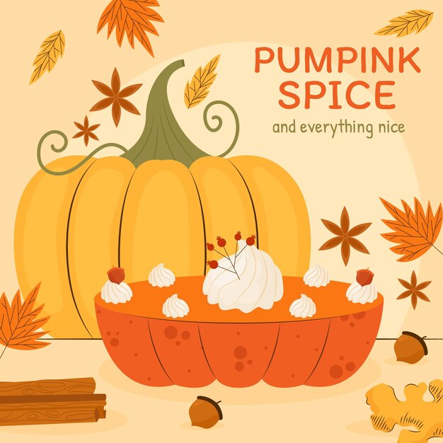 Free Vector flat pumpkin spice illustration