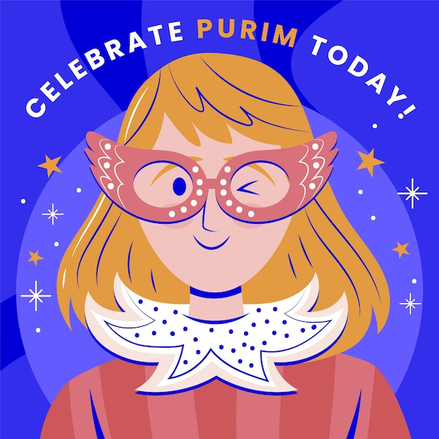 Free vector flat purim illustration