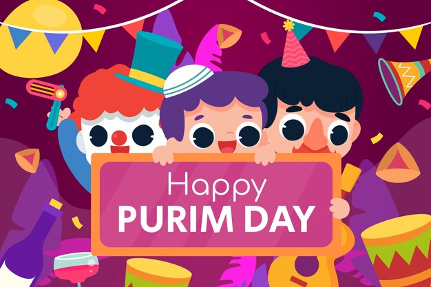 Flat purim illustration