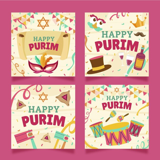 Flat purim instagram posts collection