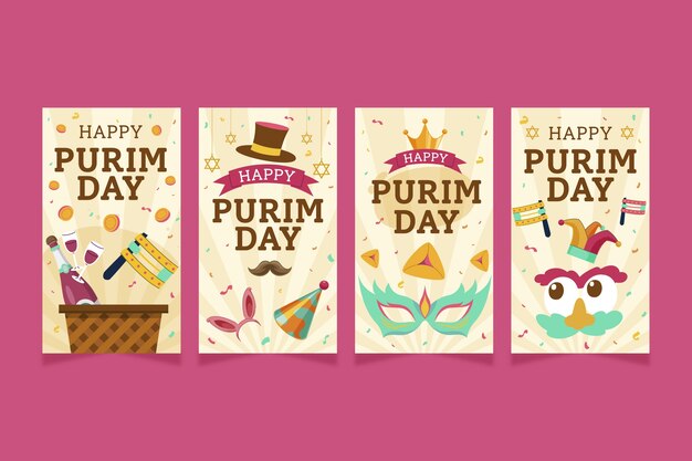 Flat purim instagram stories collection