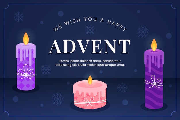 Free vector flat purple candles advent background