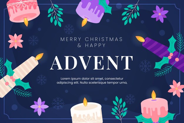 Flat purple candles advent background