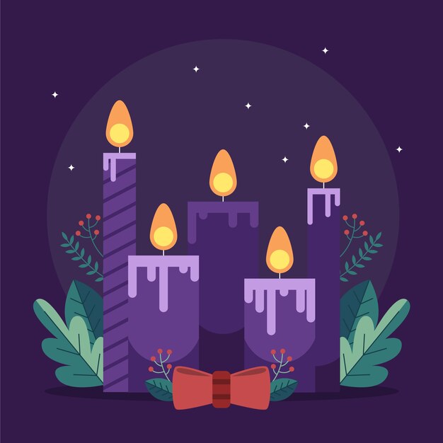 Illustrazione di candele piatte viola