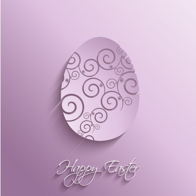 Vettore gratuito piatto viola uovo di pasqua greeting card