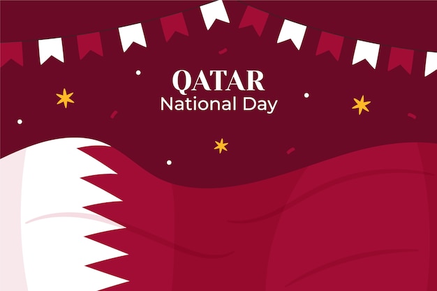 Vettore gratuito fondo piatto della festa nazionale del qatar