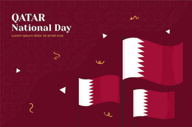 Vettore gratuito fondo piatto della festa nazionale del qatar