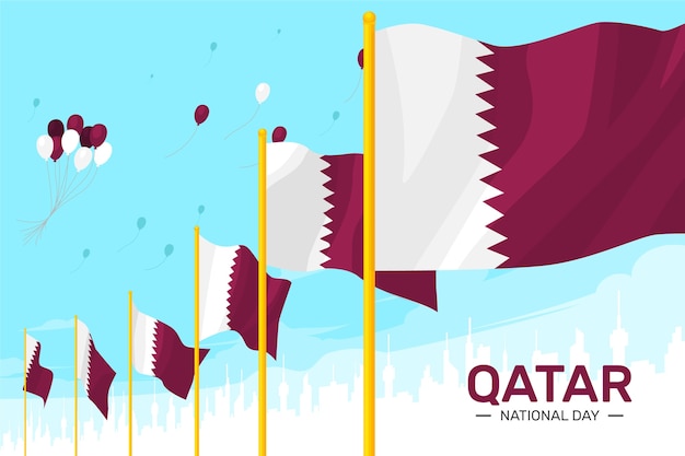 Vettore gratuito fondo piatto della festa nazionale del qatar