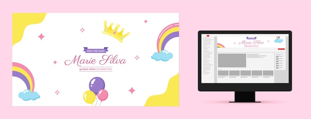 Free vector flat quinceanera youtube channel art