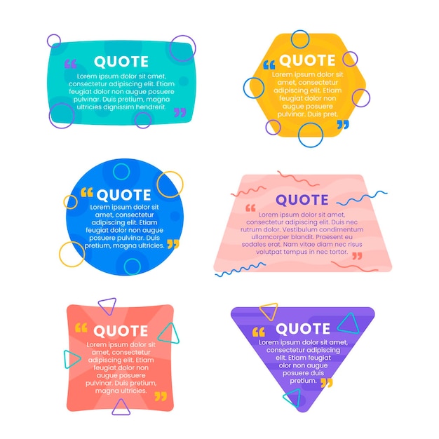 Free vector flat quote box frame collection