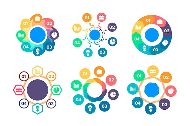 Плоская радиальная инфографическая коллекция