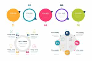 Vettore gratuito collezione infografica radiale piatta