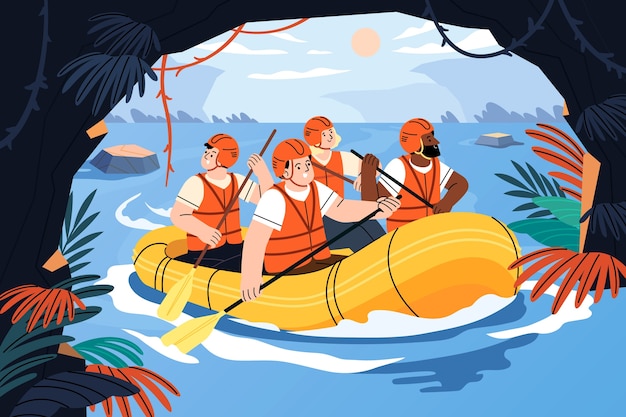 Flat rafting illustration