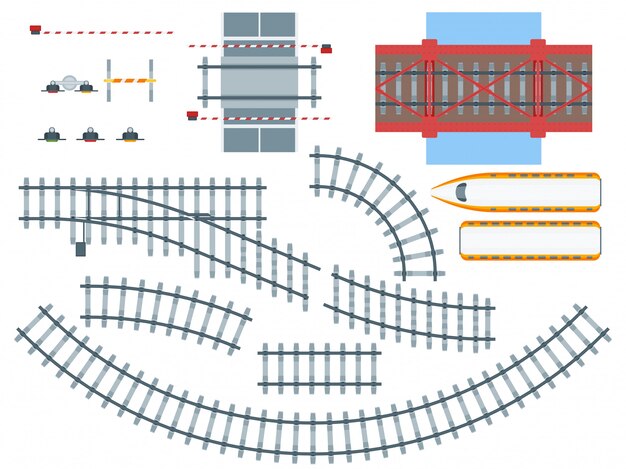 Flat Railway Elements Set