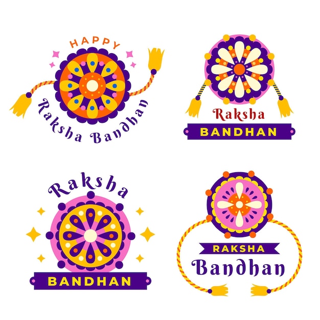 Free vector flat raksha bandhan badges
