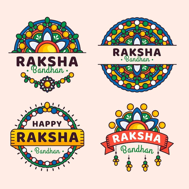 Free vector flat raksha bandhan badges