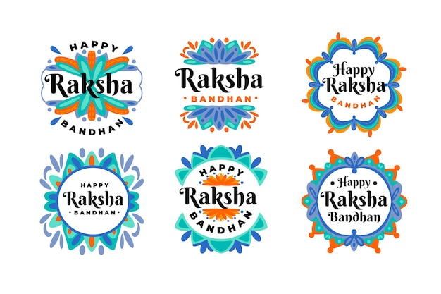 Free vector flat raksha bandhan badges