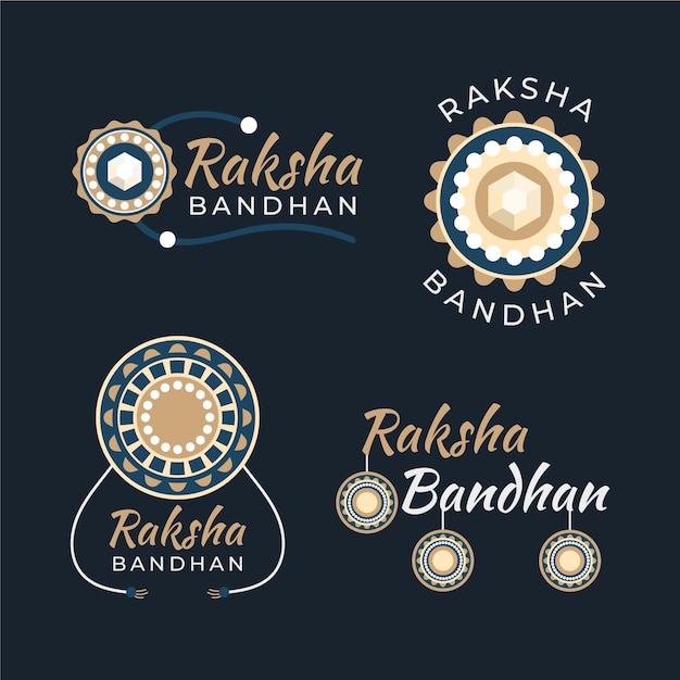 Free vector flat raksha bandhan badges