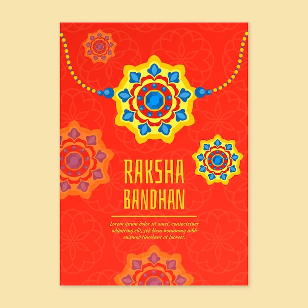 Flat raksha bandhan greeting card