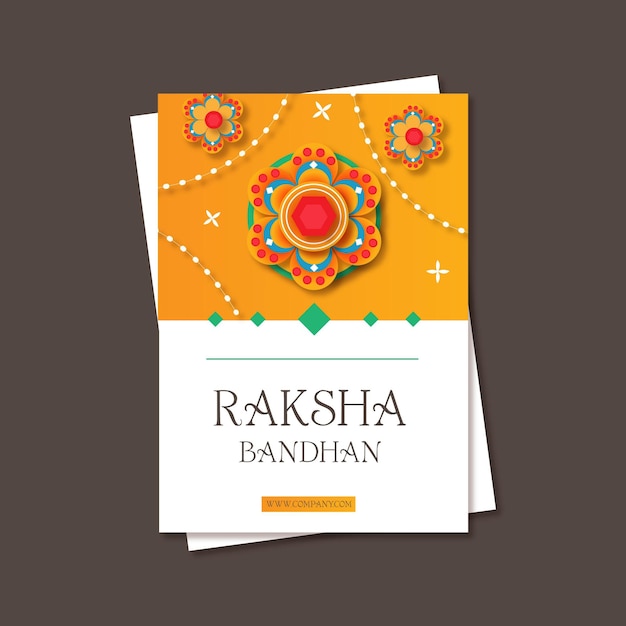 Flat raksha bandhan greeting card