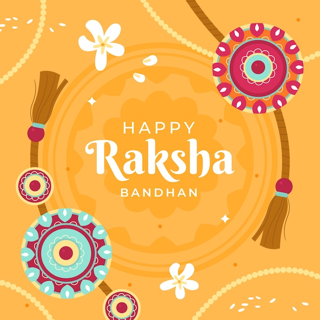 Illustrazione piatta di raksha bandhan con amuleti