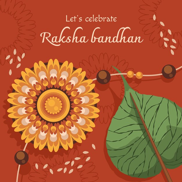 Flat raksha bandhan illustration with talisman