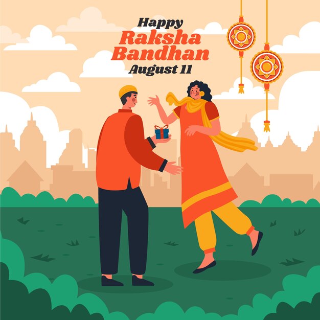 Flat raksha bandhan illustration