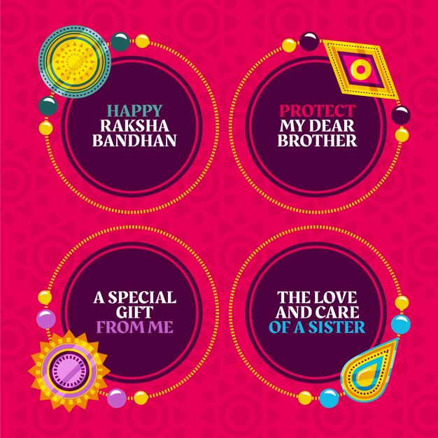 Flat raksha bandhan labels collection