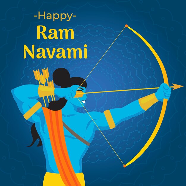 Flat ram navami background concept