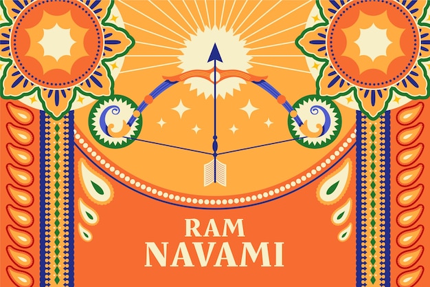 Free vector flat ram navami background