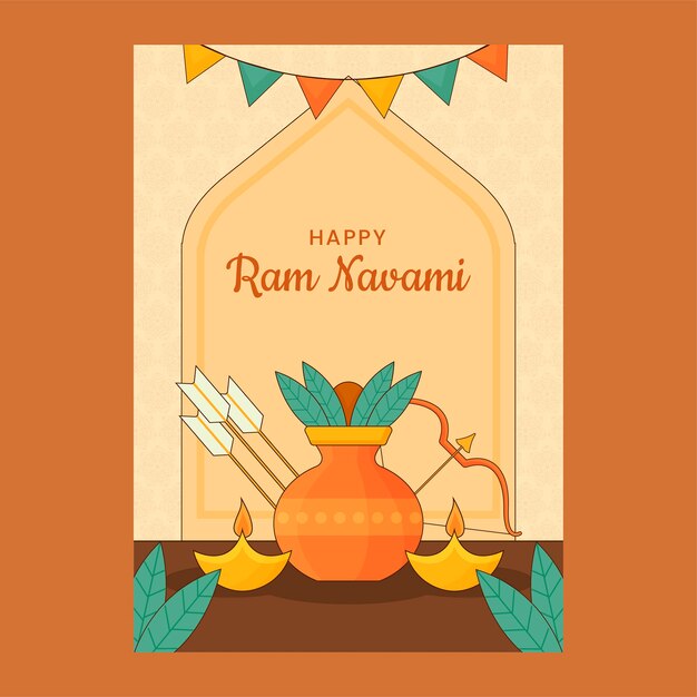 Flat ram navami greeting card template