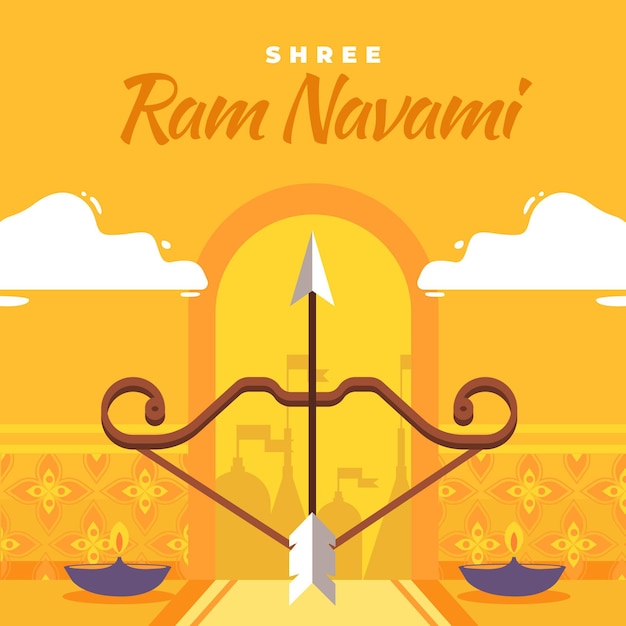 Free vector flat ram navami illustration