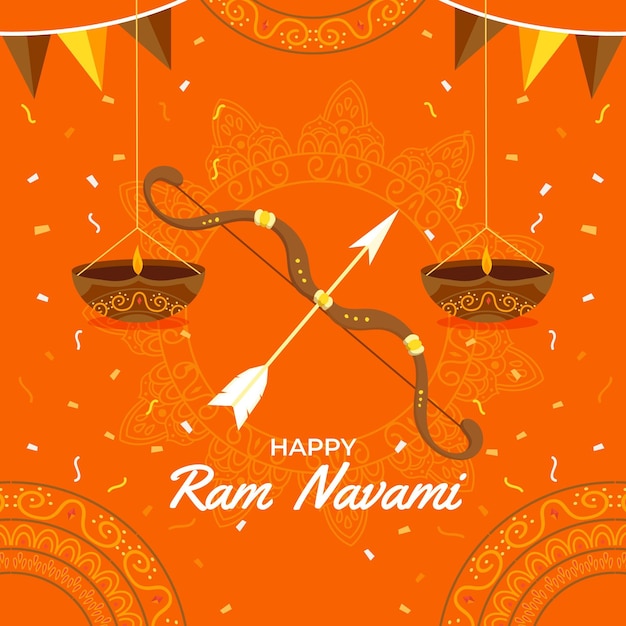 Free vector flat ram navami illustration