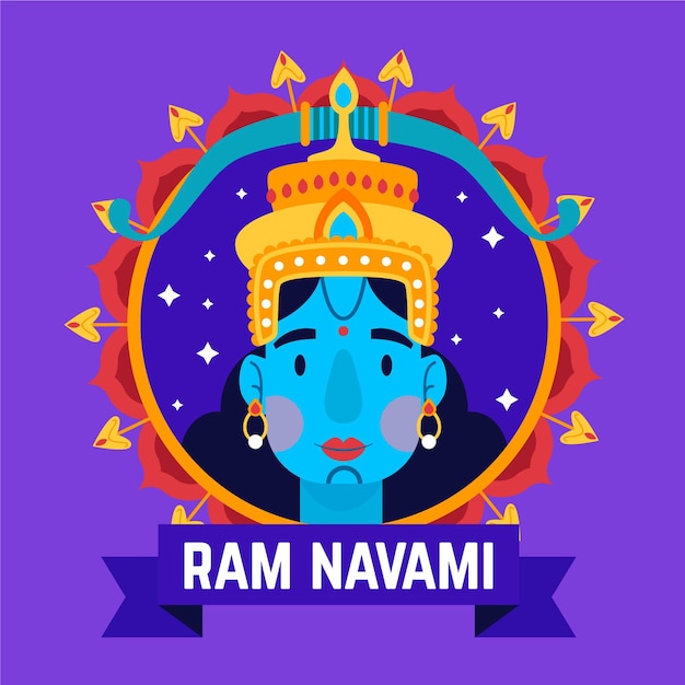 Flat ram navami illustration