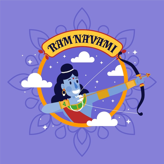 Free vector flat ram navami illustration