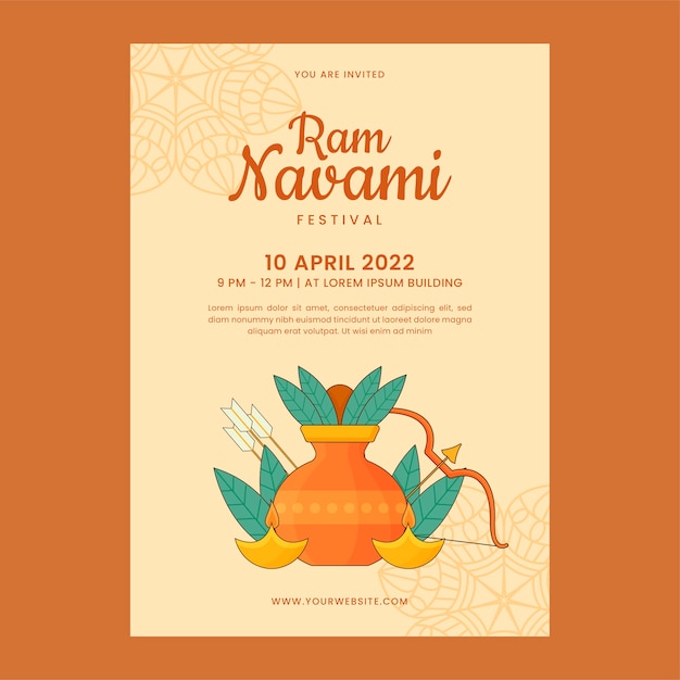 플랫 ram navami 초대장 템플릿