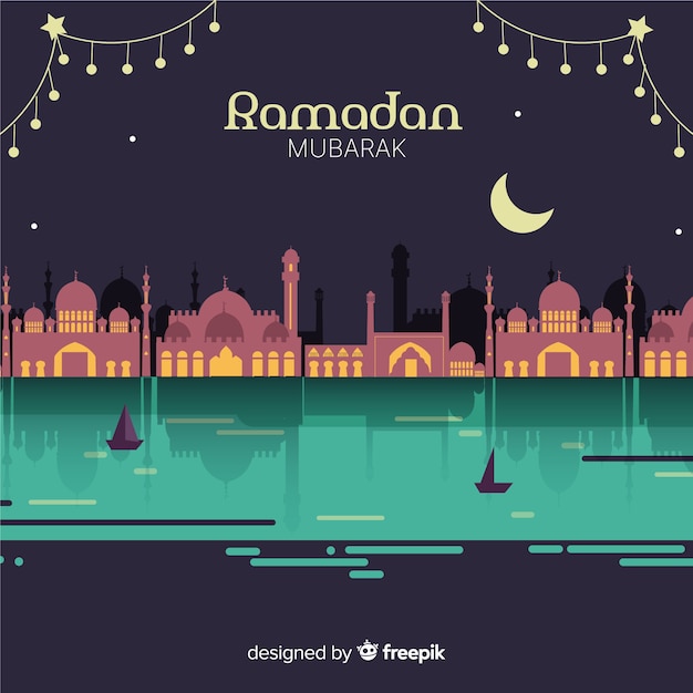 Free vector flat ramadan background