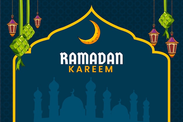 Vettore gratuito sfondo piatto ramadan