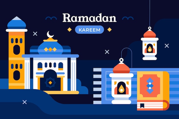 Free vector flat ramadan background