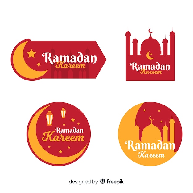 Free vector flat ramadan badge collection