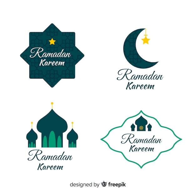 Free vector flat ramadan badge collection