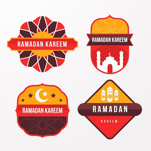 Vettore gratuito collezione di badge piatto ramadan