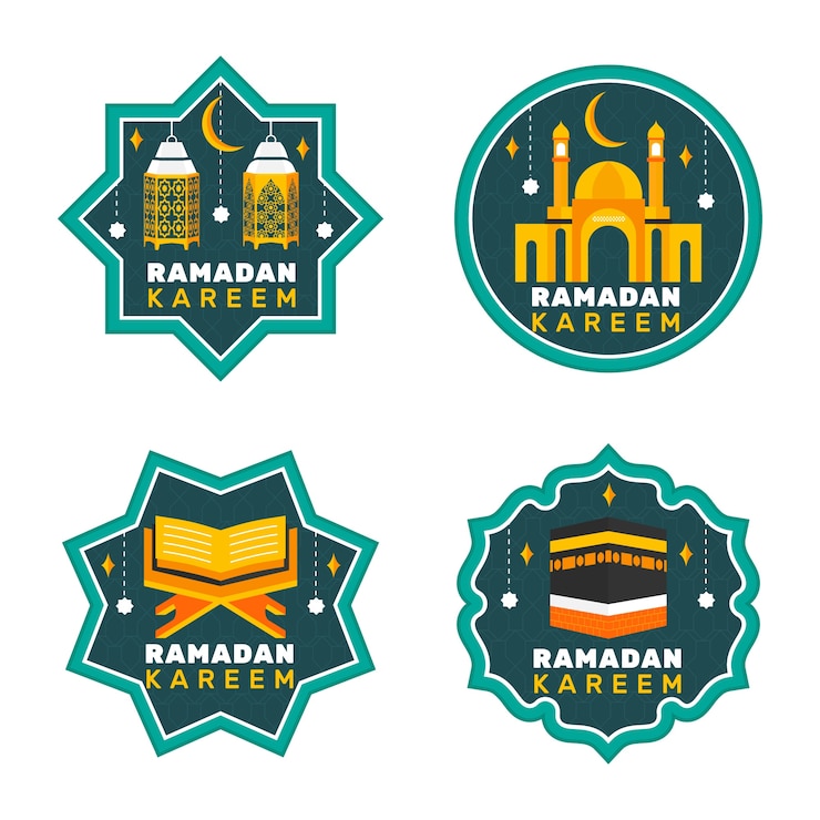 मुफ़्त वेक्टर flat ramadan badge collection