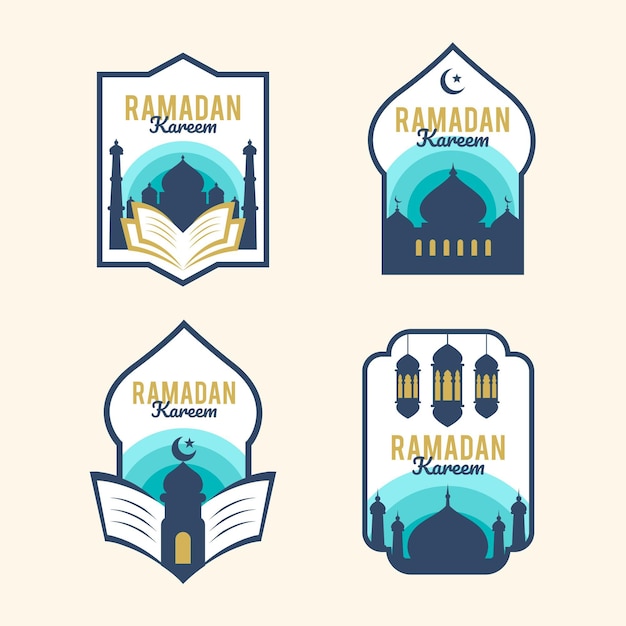 Плоская коллекция значков рамадана